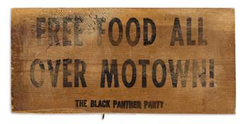 (BLACK PANTHERS.) Pair of wooden signs and a doormat from the Detroit Black Panthers.